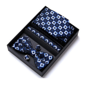 Tie, Pocket Square, Cufflinks, Bow Tie 4 Pieces Gift Set 領帶口袋巾袖扣領結4件套裝 (KCBT2259)