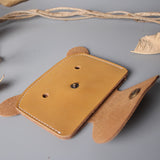 Brown Bear Grained Leather Card Holder 棕色小熊真牛皮信用卡套 CH19026