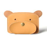 Brown Bear Grained Leather Card Holder 棕色小熊真牛皮信用卡套 CH19026