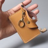 Brown Grained Leather Card Holder 棕色真牛皮信用卡套 CH19027