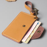 Brown Grained Leather Card Holder 棕色真牛皮信用卡套 CH19027