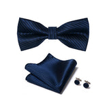 Blue Tie, Pocket Square, Cufflinks, Bow Tie 4 Pieces Gift Set 藍色領帶口袋巾袖扣領結4件套裝 KCBT2278