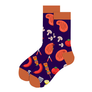 Barbecue Pattern Cozy Socks (EU39-EU46) 燒烤圖案舒適襪子 (歐碼39-歐碼46)