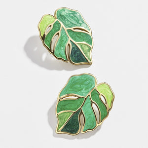 Green Leaves Shape Earrings 綠色樹葉形狀耳環