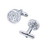 Round Double Happiness Silver Cufflinks 圓形雙喜字銀色袖扣