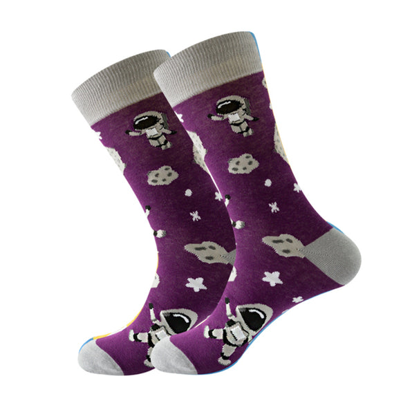 Purple Astronaut Pattern Cozy Socks (EU38-EU45) 紫色宇航員圖案舒適襪子 (歐碼38-歐碼45)