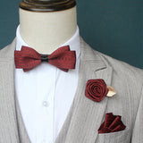Red Bow Tie with Buttonhole and Brooch 紅色領結配胸花 + 胸針 KCBT2003