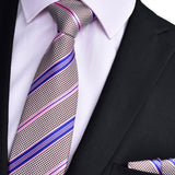 Pink Tie, Pocket Square, Cufflinks, Tie Clip 4 Pieces Gift Set 粉紅色領帶口袋巾袖扣領帶夾4件套裝 KCBT2063