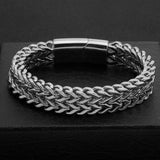 Titanium Steel Double Layer Bracelet with Magnet Clasp 磁鐵扣鈦鋼雙層手鍊 (KJBR16025)