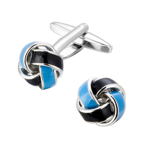 Blue Color Knot Cufflinks 藍色麻花袖扣