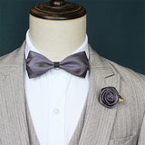 Dark Grey Bow Tie with Buttonhole  深灰色領結配胸花 KCBT2020