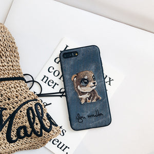 Embroidered Big Eye Dog iPhone 13 Case 刺繡大眼狗iPhone 13 保護套 (MCL2108)