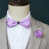 Light Purple Bow Tie with Buttonhole  淺紫色領結配胸花 KCBT2019