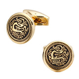 Gold Round Dragon Men Cufflinks 金色圓形龍袖扣