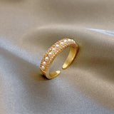 Rhinestone Imitation Pearl Open Ring (Adjustable) 水鑽仿珍珠開口戒指 (可調節) KJEA20134