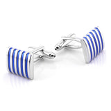 Blue Stripe Men Cufflinks 藍色條紋袖扣