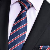 Blue Tie, Pocket Square, Cufflinks, Tie Clip 4 Pieces Gift Set 藍色領帶口袋巾袖扣領帶夾4件套裝 KCBT2066