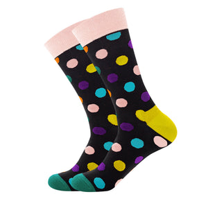 Pink Dots Black Cozy Socks (EU38-EU45) 粉色圓點黑色舒適襪子 (EU38-EU45)
