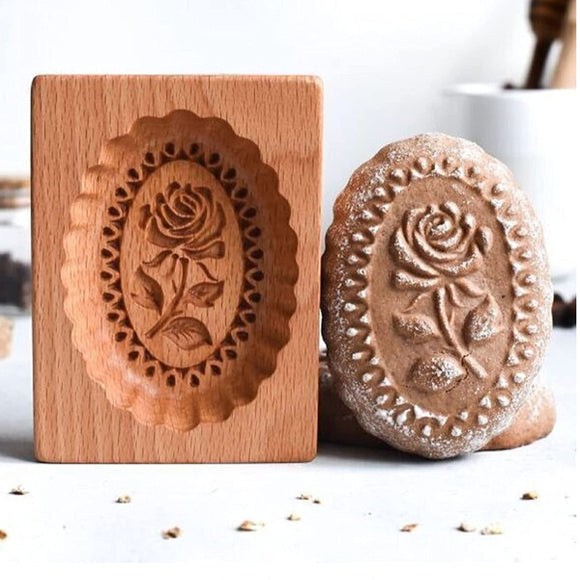 Wooden Rose Cookie Cutter Baking Mold 木製玫瑰曲奇烘焙模具