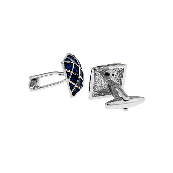 Square Blue Plaid Cufflinks ** Free Gift ** 正方形藍色格子袖扣 ** 附送贈品 **