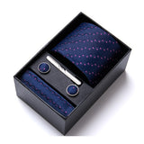 Blue Tie, Pocket Square, Cufflinks, Tie Clip 4 Pieces Gift Set 藍色領帶口袋巾袖扣領帶夾4件套裝 KCBT2118