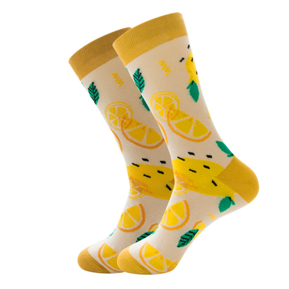 Yellow lemon Pattern Cozy Socks (EU38-EU45) 黃色檸檬圖案舒適襪子 (歐碼38-歐碼45)