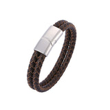 Braided Leather Magnetic Bracelet (Circumference 20.5cm) 真皮編織磁扣手鍊 (鍊長 20.5cm) (KJBR16031)