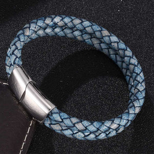 Braided Leather Magnetic Bracelet (Circumference 20.5cm) 真皮編織磁扣手鍊 (鍊長 20.5cm) (KJBR16031a)