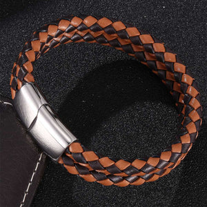 Braided Leather Magnetic Bracelet (Circumference 20.5cm) 真皮編織磁扣手鍊 (鍊長 20.5cm) (KJBR16032)