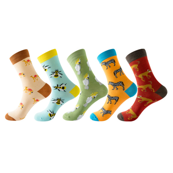 Set of 5 Pairs Animal Pattern Cozy Socks (EU34-EU39) 5雙動物圖案舒適襪子 (歐碼34-歐碼39) HS202349