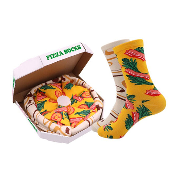 Set of 4 Pairs Pizza Pattern Cozy Socks (One Size) 4 件套披薩圖案舒適襪子 (均碼) HS202362a