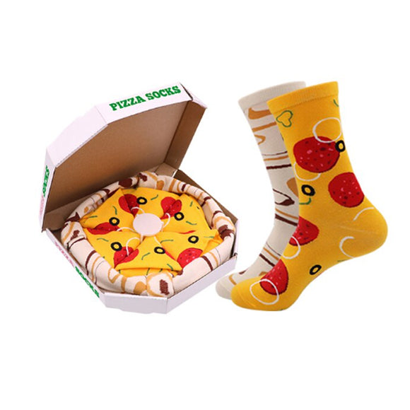 Set of 4 Pairs Pizza Pattern Cozy Socks (One Size) 4 件套披薩圖案舒適襪子 (均碼) HS202362b