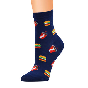 Cola Burger Pattern Cozy Socks (One Size) 可樂漢堡圖案舒適襪子 (均碼) HS202363