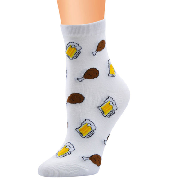 Chicken Leg Beer Pattern Comfort Socks (One Size) 雞腿啤酒圖案舒適襪子 (均碼) HS202365