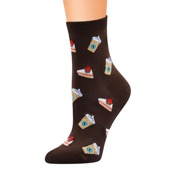Cake Coffee Pattern Cozy Socks (One Size) 蛋糕咖啡圖案舒適襪子 (均碼) HS202367