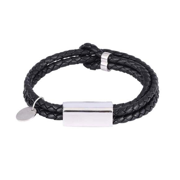 Leather Double Rope Braided Bracelet (Inner Perimeter 150mm - 250mm) 真皮雙繩編織手鍊 (內周長 150mm - 250mm) KJBR16036