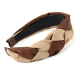 Beige and Brown Faux Leather Pleated Headband 米棕色人造皮褶皺頭箍 (HA20396)