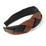 Brown and Black Faux Leather Pleated Headband 棕黑色人造皮褶皺頭箍 HA20397