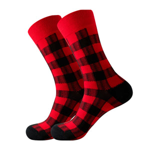 Red and Black Grid Cozy Socks (EU38-EU45) 紅黑格子舒適襪子 (歐碼38-歐碼45) HS202399