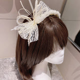 Lace Bow Faux Pearl Headband 蕾絲蝴蝶結人造珍珠頭箍 HA20369