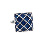 Square Blue Plaid Cufflinks ** Free Gift ** 正方形藍色格子袖扣 ** 附送贈品 **