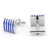 Blue Stripe Men Cufflinks 藍色條紋袖扣