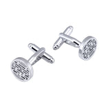 Round Double Happiness Silver Cufflinks 圓形雙喜字銀色袖扣