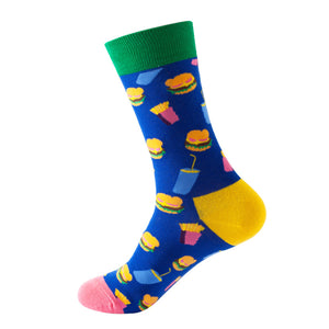 Burger & Fries Pattern Cozy Socks (One Size) 漢堡薯條圖案舒適襪子 (均碼)