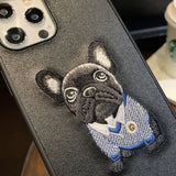 Embroidered Bulldog iPhone 13 Case 刺繡鬥牛犬iPhone 13 保護套 (MCL2451)