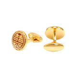 Double Happiness Round  Gold Cufflinks 雙喜字圓形金色袖扣