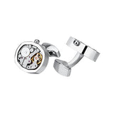 Silver Oval Movement Watch Cufflinks (Spinnable) ** Free Gift ** 銀色橢圓機芯手錶袖扣 (可轉動) ** 附送贈品 **