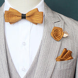 Yellow Bow Tie with Buttonhole and Brooch 黃色領結配胸花 + 胸針 KCBT2002