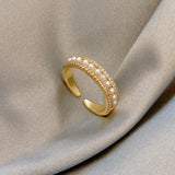 Rhinestone Imitation Pearl Open Ring (Adjustable) 水鑽仿珍珠開口戒指 (可調節) KJEA20134