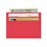 Rose Red Grained Leather Card Holder 玫紅色真牛皮信用卡套 (CH19004)